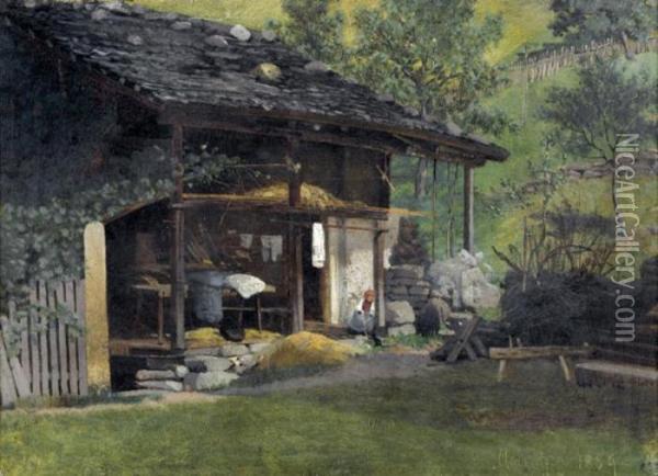Muhle Bei Meiringen Oil Painting - Albert Bogislav Ludecke