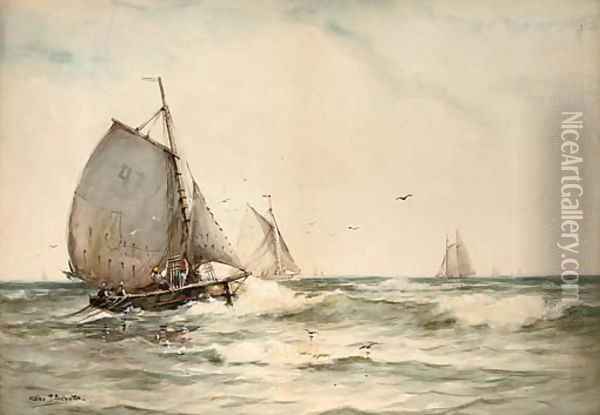 Off to the fishing grounds Oil Painting - George F. Schultz