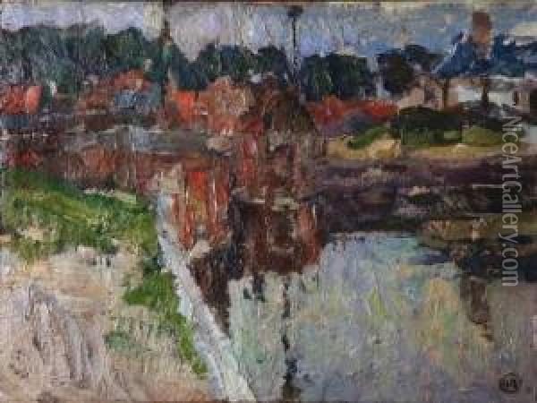 Au Bord Du Canal A Gand Oil Painting - Albert Baertsoen