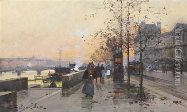 Les Quais Oil Painting - Eugene Galien-Laloue
