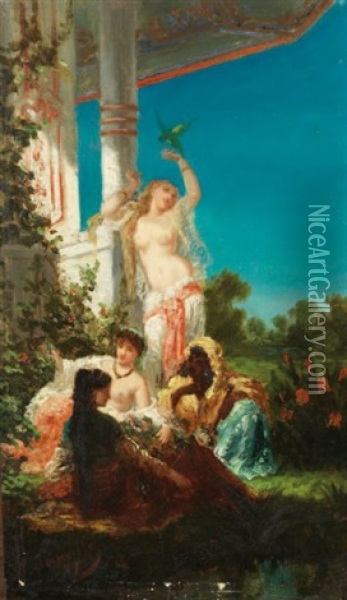 Scene De Harem Oil Painting - Antoine-Victor-Edmond Joinville