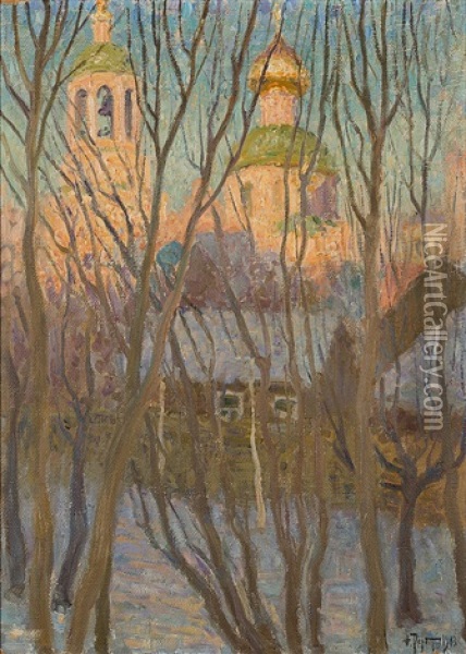 A Church In Sunlight Oil Painting - Fjodor Ivanovitch Rerberg