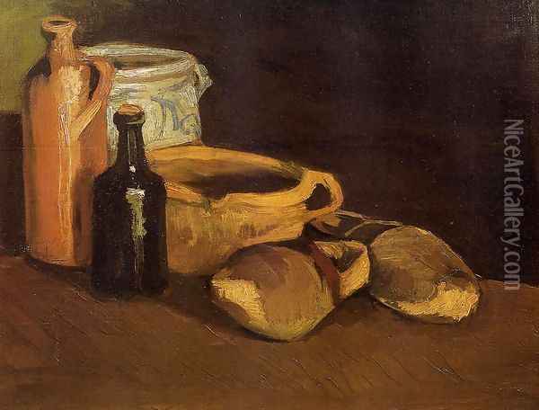 Still Life With Clogs And Pots Oil Painting - Vincent Van Gogh