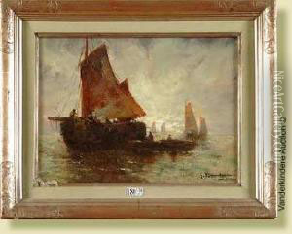 Bateaux De Peche Oil Painting - Gustave Flasschoen