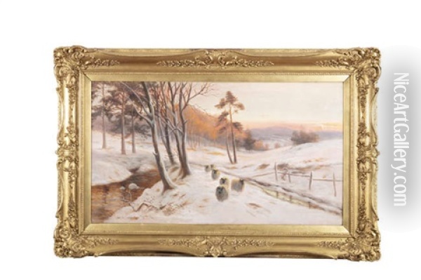 A Winter Landscape With Sheep Oil Painting - Malcolm Fraser