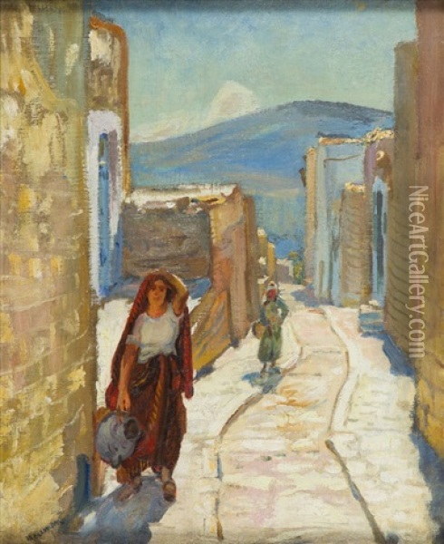 Street In Jaffa Oil Painting - Abraham Neumann
