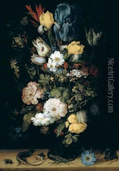 Bouquet of Flowers the so called Liechtenstein Bouquet 1612 Oil Painting - Roelandt Jacobsz Savery