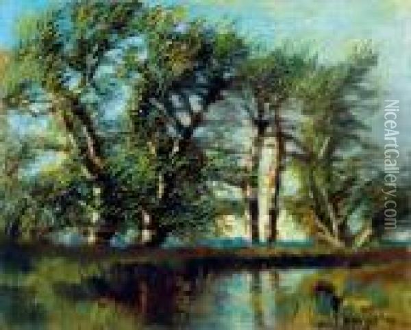 Brookside Trees Oil Painting - Laszlo Mednyanszky