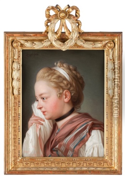 Young Lady Who Wipes A Tear Oil Painting - Per Krafft the Elder