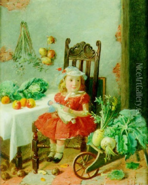 The Gardener's Daughter Oil Painting - Charles Hunt