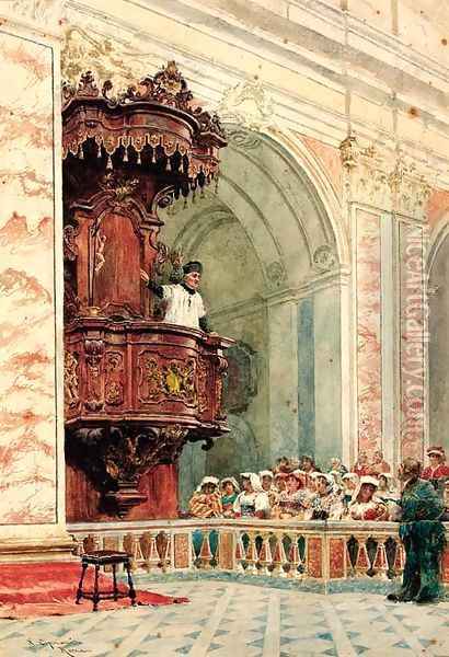 The Sermon Oil Painting - Nazzareno Cipriani