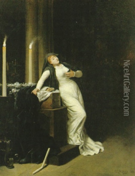 Sarah Bernhardt Som Fedora Oil Painting - Jules Elie Delaunay