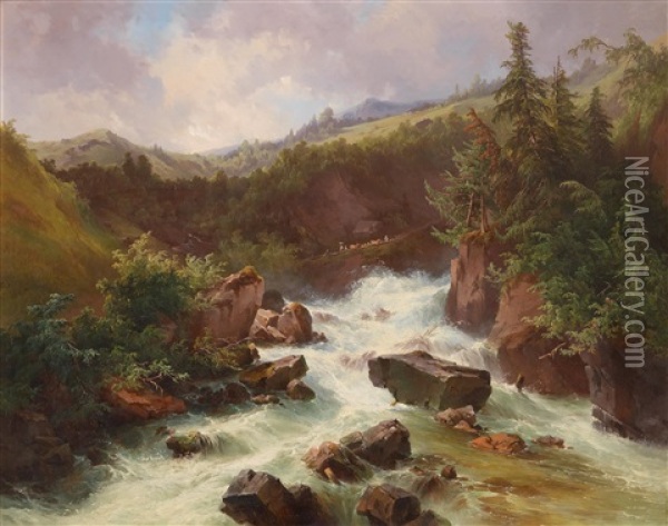 Wildbach Im Gebirge Oil Painting - Georg Geyer