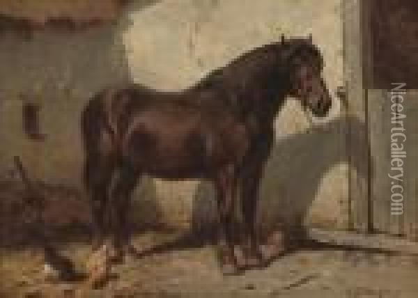 A Favourite Pony Oil Painting - Wouterus Verschuur