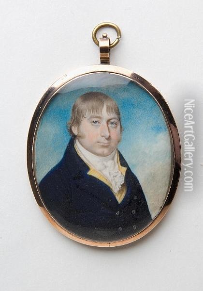 Portrait Miniature Of A Gentleman Oil Painting - Walter Stephens Lethbridge