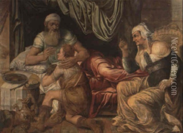 La Benediction De Jacob Oil Painting - Ernst-Gotthilf Bosse