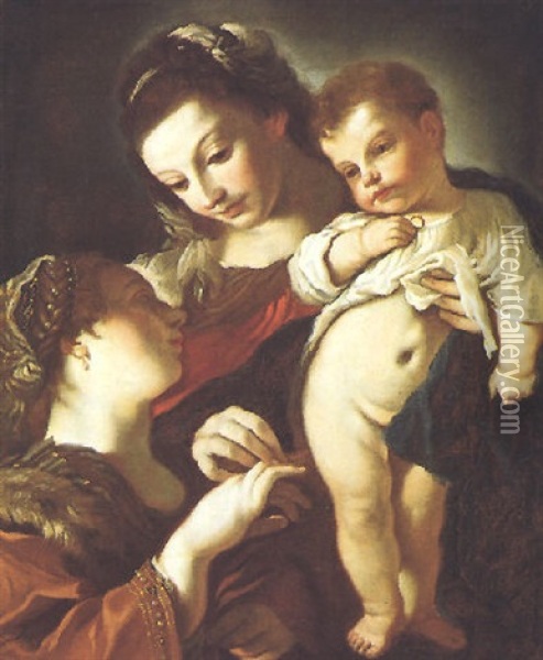 Lo Sposalizio Mistico Di S. Caterina D'alessandria Oil Painting - Benedetto Gennari the Younger