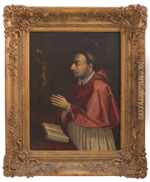Portrait Of Saint Carlo Borromeo Oil Painting - Santi Di Tito