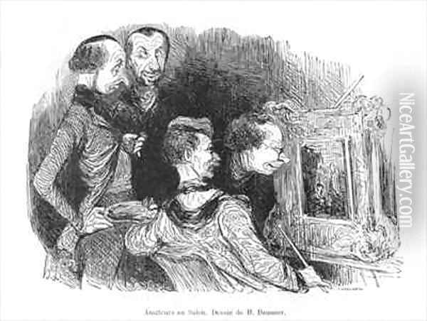 Amateurs at the Salon Oil Painting - Honore Daumier