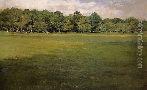 Prospect Park (or Croquet Lawn, Prospect Park) Oil Painting - William Merritt Chase