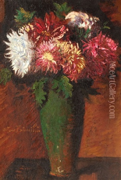 Chrysanthemums Oil Painting - Octav Bancila