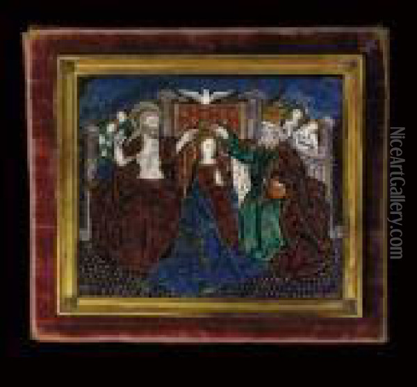 A Rectangular Enamel Plaque Of The Coronation Of The Virgin Oil Painting - Penicaud Nardon