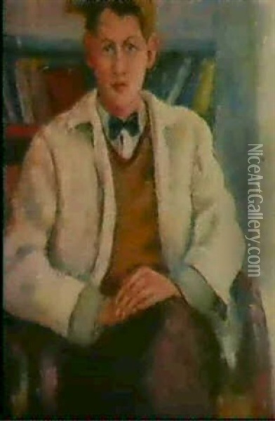 Portrait Of A Young Man Wearing A White Jacket,             Half Length, Seated Oil Painting - Roderic O'Conor
