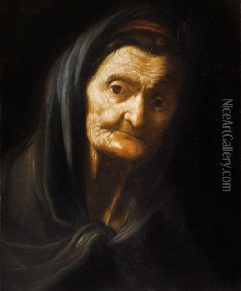 Portrait De Femme Agee Oil Painting - Pietro Bellotti