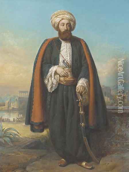 Colonel George Fergusson Henry, Honorary Bey at the Sultan's Court Oil Painting - Francois Gabriel Guillaume Lepaulle