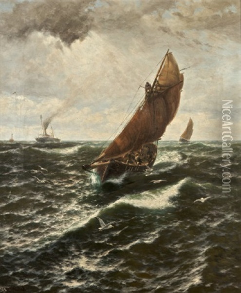 Homeward With A Fair Wind Oil Painting - Thomas Rose Miles