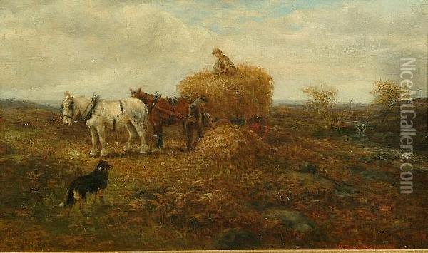 A Haymaking Scene On The North Yorkshire Moors Oil Painting - William Henderson