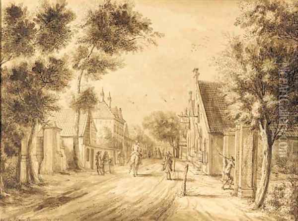 A view of the Herenstraat, Voorburg, seen from Oosteinde Oil Painting - Paulus Constantin La Fargue