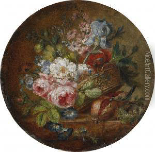Stillleben Mit Blumenkorb Oil Painting - Cornelis van Spaendonck