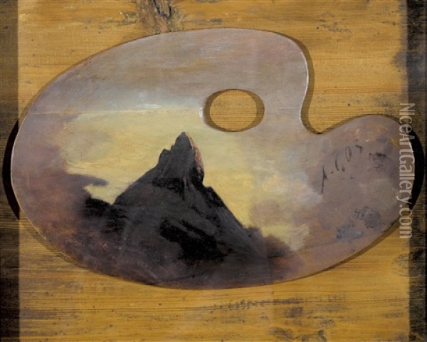Malpalette Mit Matterhornmotiv Oil Painting - Albert Henri John Gos
