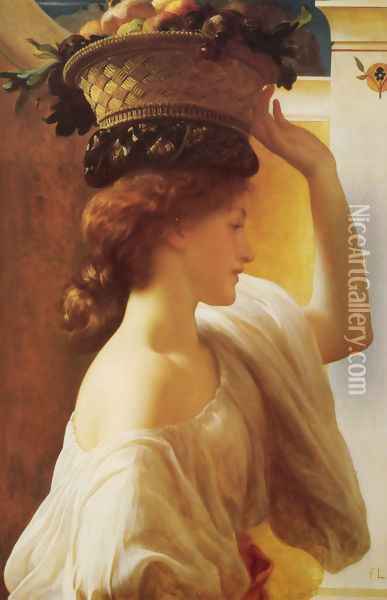 Eucharis - A Girl with a Basket of Fruit Oil Painting - Lord Frederick Leighton