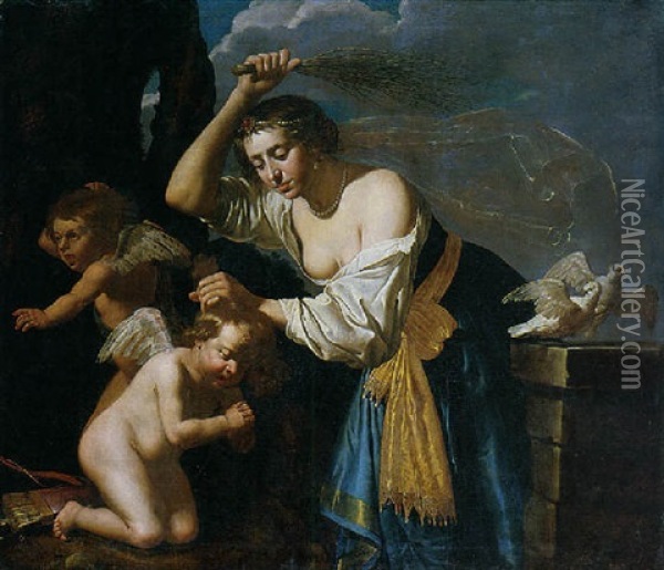 Venus Chastising Amoretti Oil Painting - Jan Van Bijlert