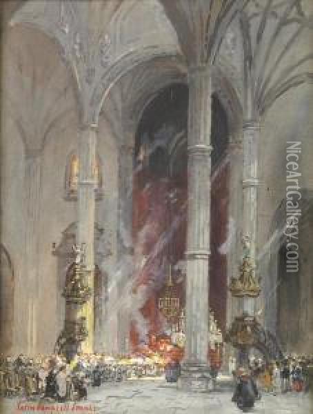 Cathedral Interior Oil Painting - Colin Campbell Cooper