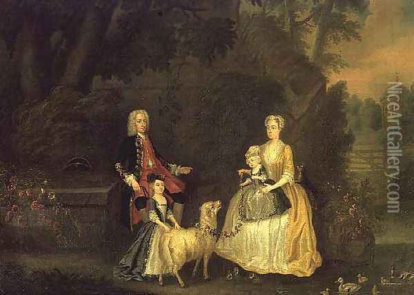 Sir William Strickland and his family Oil Painting - Charles Phillips