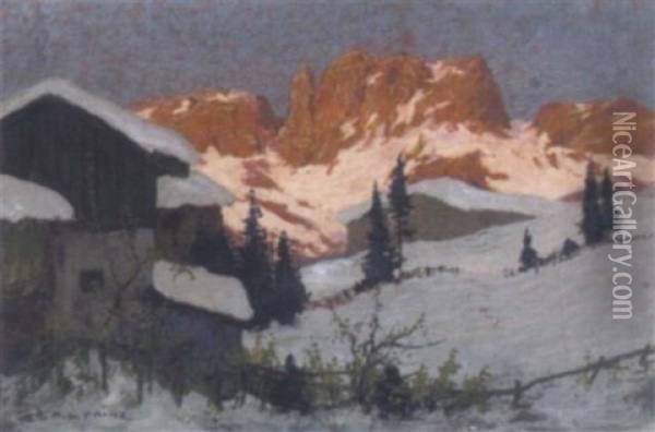 Abendrot In Den Dolomiten Oil Painting - Karl Ludwig Prinz