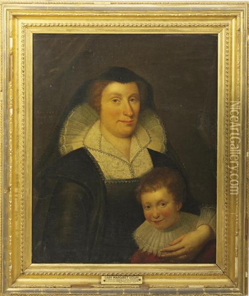 Portrait Of Lady Margaret Oil Painting - George Jamesone