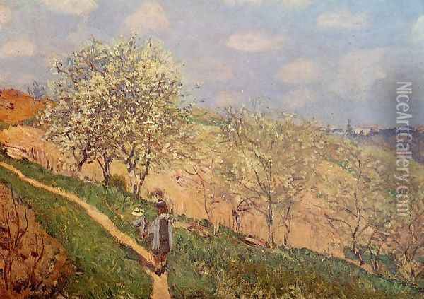 Spring in Bougival Oil Painting - Alfred Sisley