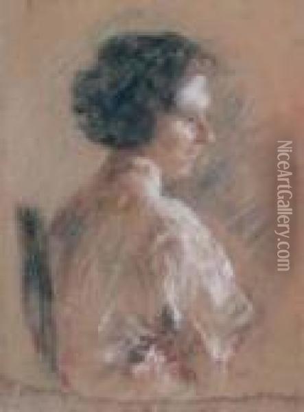 Profilo Di Donna Oil Painting - Antonio Mancini