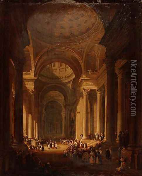 The Interior of the Cathedral of St. Genevieve, Paris Oil Painting - David Roberts