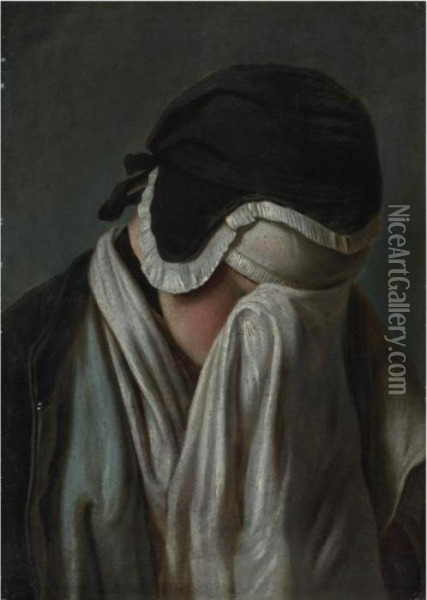 Portrait Of A Young Girl, Hiding Her Eyes Oil Painting - Pietro Antonio Rotari