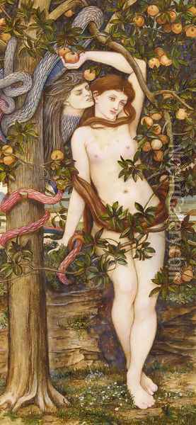Temptation Of Eve Fsr Oil Painting - John Roddam Spencer Stanhope