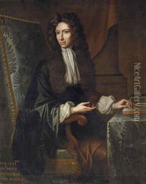 Portrait of the Hon. Robert Boyle, F.R.S. (1627-1691) Oil Painting - Johannes Kerseboom