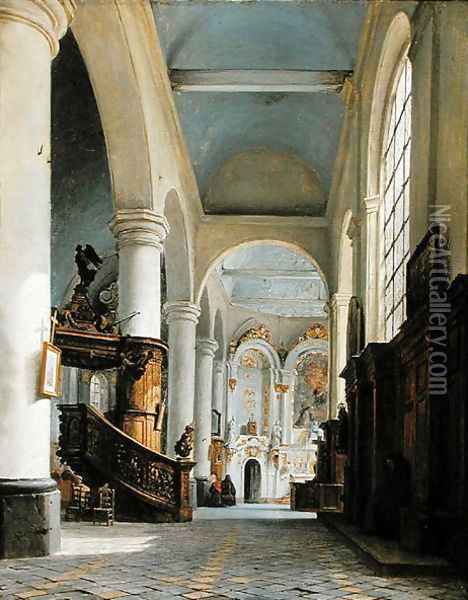 Interior of the Church of St. Denis, Saint-Omer, 1835 Oil Painting - Hyppolyte Victor Valentin Sebron