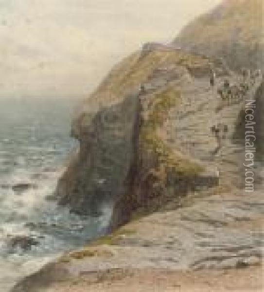 The Road To Bossiney Bay, Cornwall Oil Painting - George Arthur Fripp