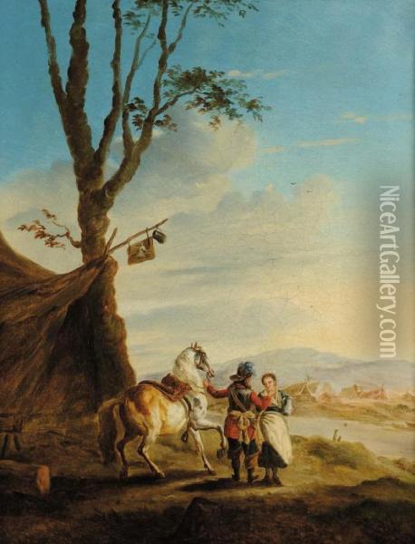 Paesaggio Con Cavaliere E Contadina Oil Painting - Pieter Wouwermans or Wouwerman