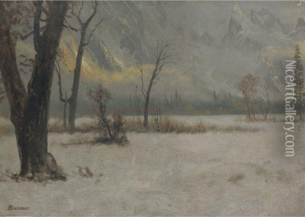 Winter Landscape Oil Painting - Albert Bierstadt